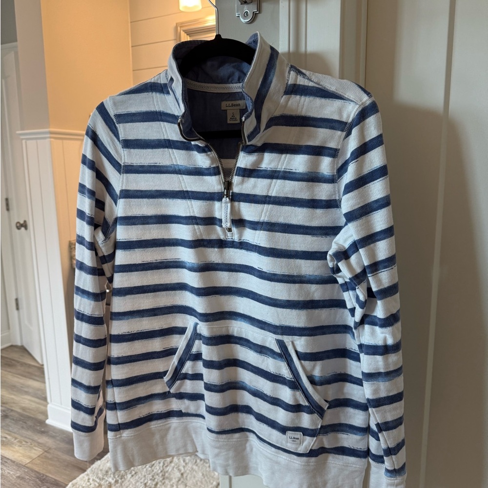 Blue and White Striped Sweatshirt